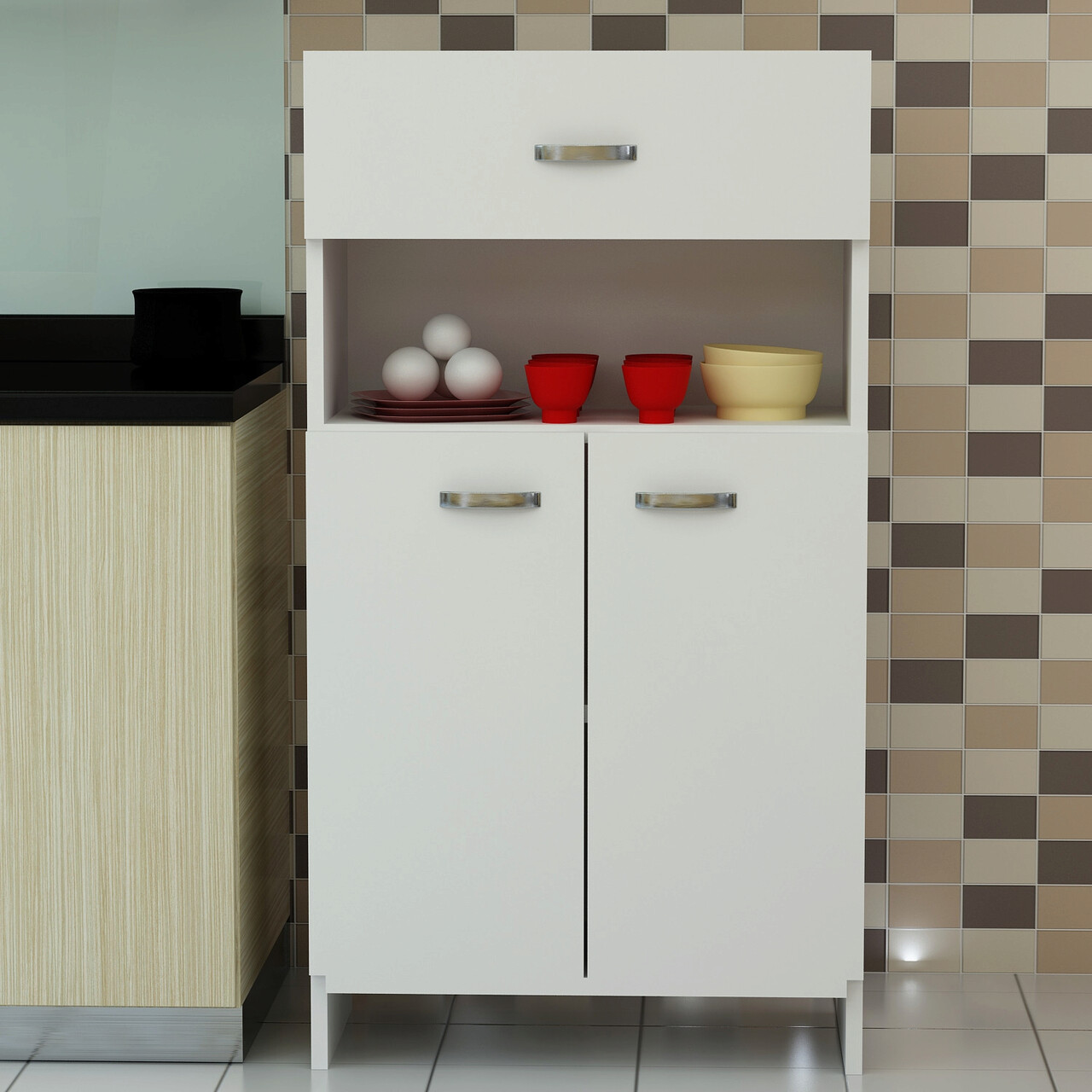 Dulap multifunctional, Hanah Home, Anı, 60x101.8x31.8 cm, Alb - imagine 5